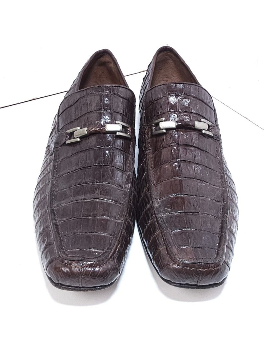 Los Altos Caiman Crocodile Belly Loafers – Brown, Size 13